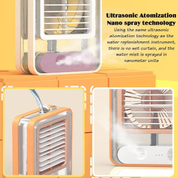Portable Desktop Air Conditioner With Speed Spray Humidifier Purifier(rechargeable)